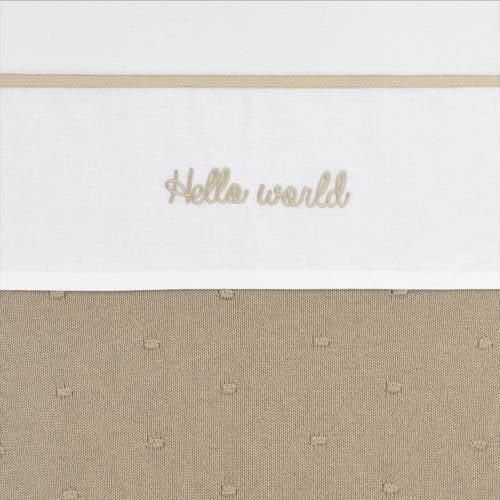 Meyco baby ledikantlaken Hello World 100x150 cm Sand Babylaken Wit Tekst - Foto 4