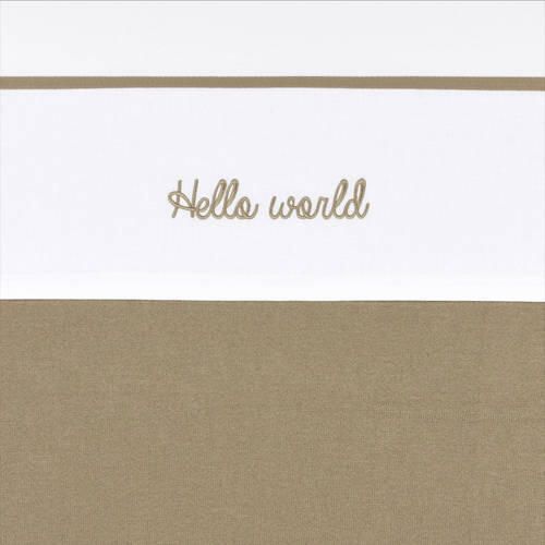 Meyco baby ledikantlaken Hello World taupe Babylaken Wit Tekst - Foto 4