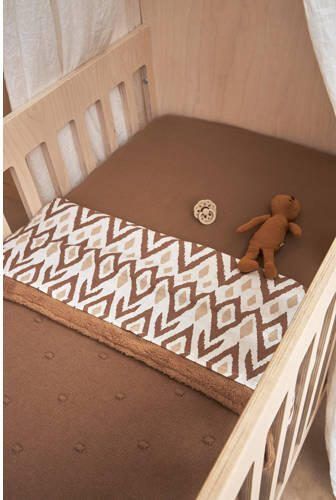 Meyco baby ledikantlaken Ikat Uni 100x150 cm set van 2 Sand Toffee Babylaken Bruin - Foto 3