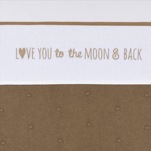 Meyco baby ledikantlaken 'Love you to the moon & back' toffee Babylaken Wit