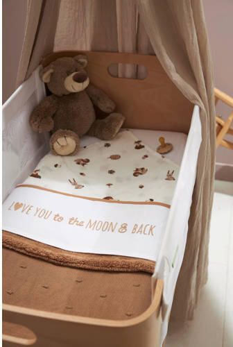 Meyco baby wieglaken 'Love you to the moon & back' toffee Babylaken Wit - Foto 4