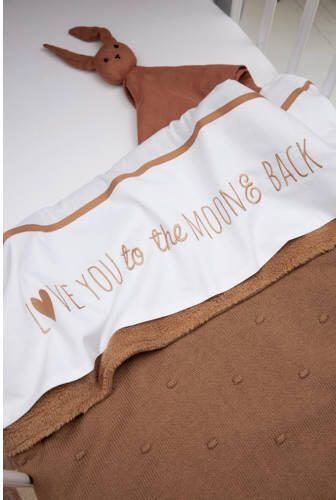 Meyco baby ledikantlaken 'Love you to the moon & back' toffee Babylaken Wit - Foto 3