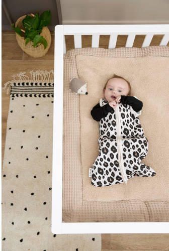 Meyco baby slaapzak met afritsbare mouwen Leopard sand melange Babyslaapzak Bruin 60 - Foto 2