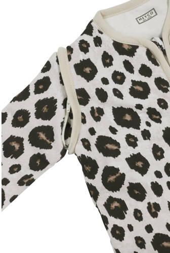Meyco baby slaapzak met afritsbare mouwen Leopard sand melange Babyslaapzak Bruin 60 - Foto 3