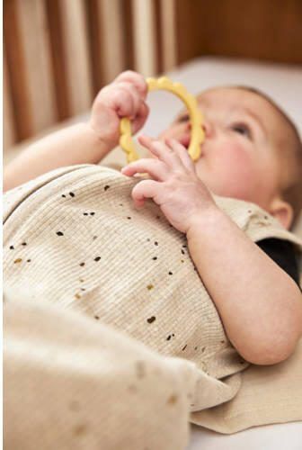 Meyco baby slaapzak Rib Mini Spot sand melange Babyslaapzak Beige Stip 110 - Foto 4