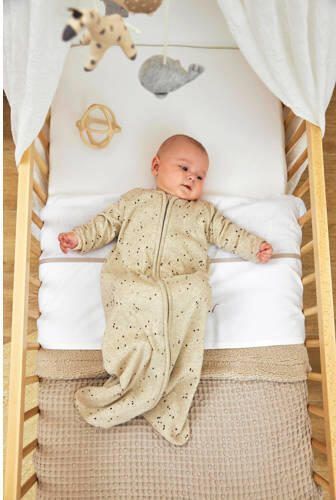 Meyco baby slaapzak Rib Mini Spot sand melange Babyslaapzak Beige Stip 110 - Foto 3