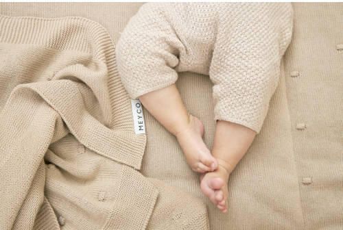 Meyco baby wiegdeken Mini Knots 75x100 cm Sand Babydeken Bruin Stip - Foto 1