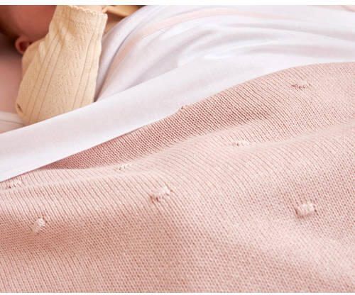 Meyco baby wiegdeken Mini Knots 75x100 cm Soft Pink Babydeken Roze Stip