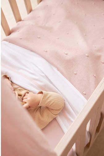 Meyco baby wiegdeken Mini Knots 75x100 cm Soft Pink Babydeken Roze Stip - Foto 4