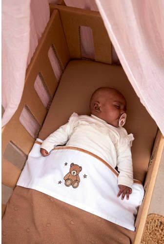 Meyco baby wiegdeken Mini Knots 75x100 cm Toffee Babydeken Bruin Stip - Foto 2