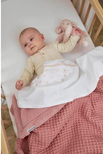 Meyco baby wieglaken Hearts soft pink Babylaken Wit Hartjes - Foto 3
