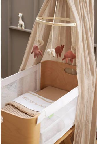 Meyco baby wieglaken 'Love you to the moon & back' sand Babylaken Wit Tekst