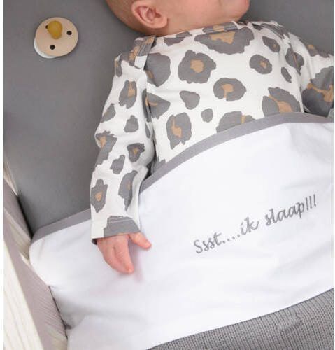Meyco baby wieglaken Ssst...ik slaap!! 75x100 Grey Babylaken Grijs Effen - Foto 2