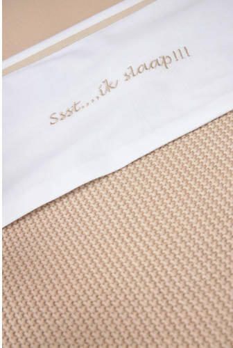Meyco baby wieglaken Ssst...ik slaap!! 75x100 Sand Babylaken Beige Effen - Foto 2