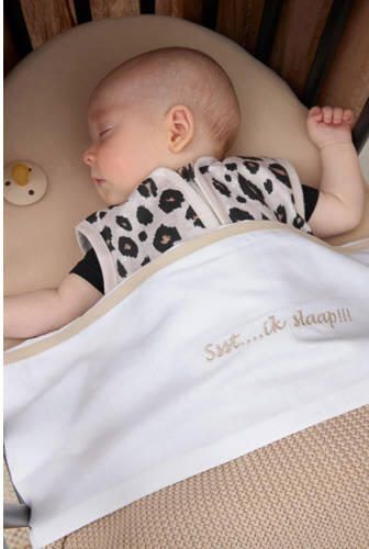 Meyco baby wieglaken Ssst...ik slaap!! 75x100 Sand Babylaken Beige Effen - Foto 4