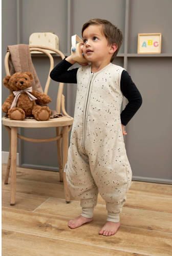 Meyco baby winter slaapoverall jumper Rib Mini Spot sand melange Babyslaapzak Beige 104 - Foto 3