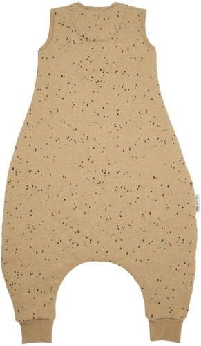 Meyco baby winter slaapoverall jumper Rib Mini Spot toffee melange Babyslaapzak Bruin 104