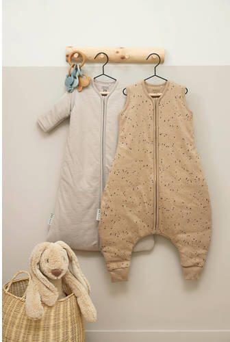 Meyco baby winter slaapoverall jumper Rib Mini Spot toffee melange Babyslaapzak Bruin 104 - Foto 3