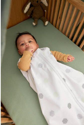 Meyco baby zomerslaapzak Honeycomb forest green Babyslaapzak Wit Stip 110 - Foto 2