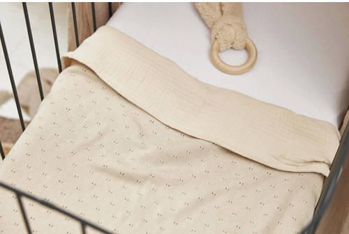 Meyco bamboe ledikantdeken Ajour Soft sand Babydeken Beige Effen - Foto 5