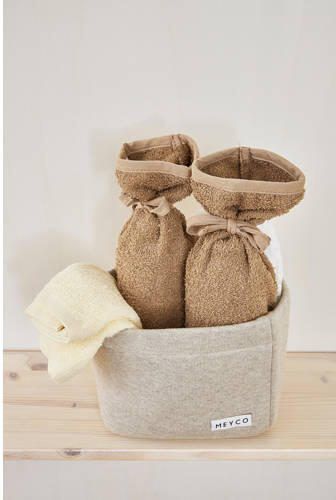 Meyco Basic Badstof monddoekje 30x30 cm set van 6 Offwhite Soft Yellow Toffee Monddoekjes Ecru - Foto 2