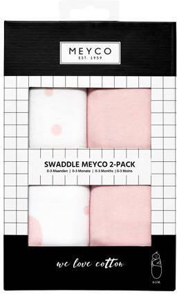 Meyco Dots inbakerdoek 0-3 mnd (set van 2) wit lichtroze Meerkleurig - Foto 2