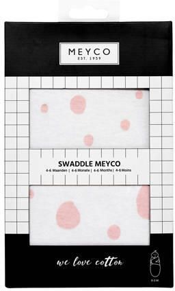 Meyco Dots inbakerdoek 4-6 mnd wit lichtroze Stip | Inbakerdoek van - Foto 2