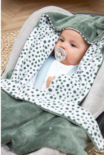 Meyco fleece wikkeldeken Cheetah forest green Groen All over print - Foto 2
