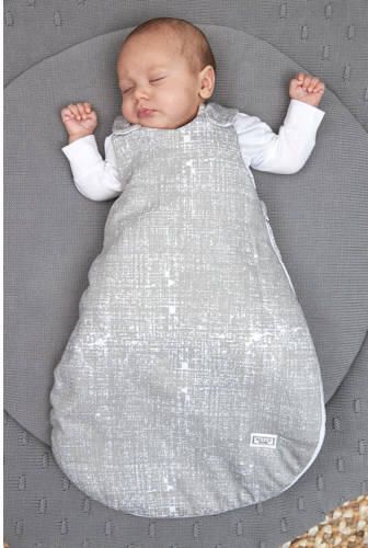 Meyco gevoerde 2-delige baby slaapzak Fine Lines grijs wit Babyslaapzak 50 56 - Foto 2