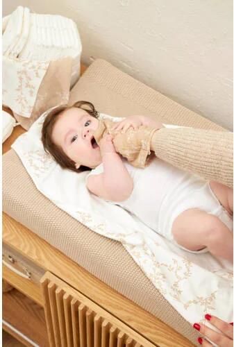 Meyco hydrofiel baby washandje set van 3 Branches sand Hydrofiele washandjes Beige - Foto 3