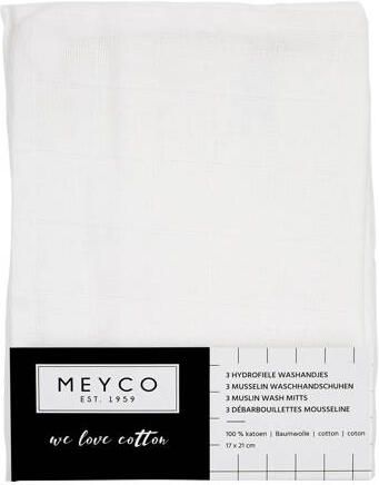 Meyco hydrofiele baby washandjes (set van 3) uni wit Hydrofiele washandjes - Foto 2