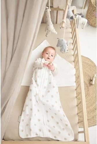 Meyco hydrofiele baby zomerslaapzak Dots sand Babyslaapzak Beige Stip 110 - Foto 2