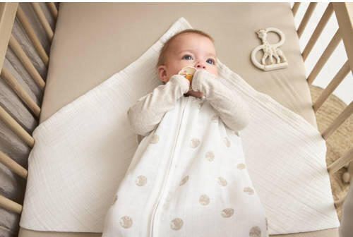 Meyco hydrofiele baby zomerslaapzak Dots sand Babyslaapzak Beige Stip 110 - Foto 3
