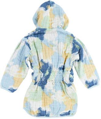 Meyco hydrofiele badjas Tie-dye light blue Blauw Katoen Capuchon 86 92