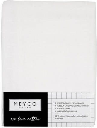 Meyco hydrofiele doek 70x70 cm wit set van 10 Hydrofiele luiers Effen
