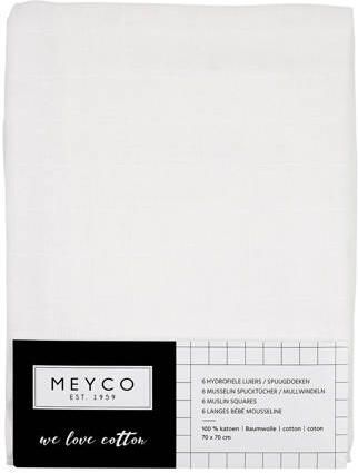 Meyco hydrofiele doek 70x70 cm wit set van 6 Hydrofiele luiers Effen