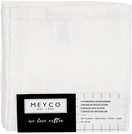 Meyco hydrofiele monddoekjes (set van 3) 30x30 cm uni wit