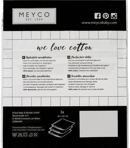 Meyco hydrofiele monddoekjes (set van 3) 30x30 cm uni wit - Foto 2