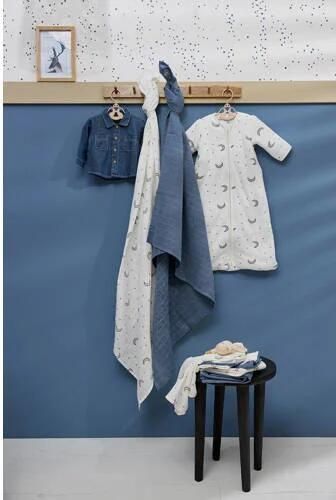 Meyco hydrofiele starterset Baby Moon set van 9 indigo Blauw All over print