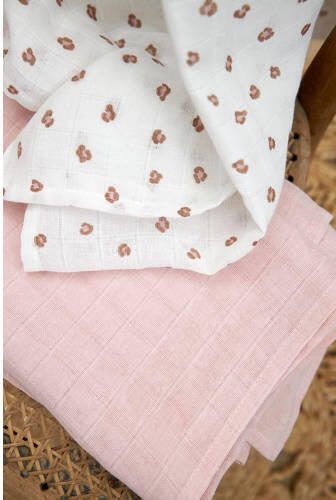 Meyco hydrofiele swaddle Mini Panther 120x120 cm set van 2 Soft Pink Roze - Foto 4