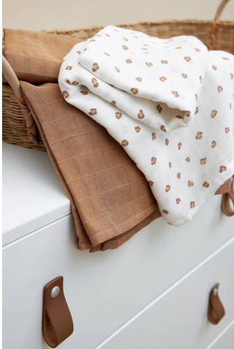 Meyco hydrofiele swaddle Mini Panther 120x120 cm set van 2 Toffee Bruin - Foto 4