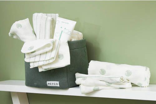 Meyco hydrofiele washandjes 20x17cm set van 3 Dot Stripe Soft Green Groen - Foto 2