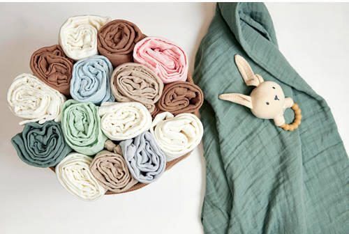 Meyco hydrofiele swaddle set van 2 Uni Soft Pink Toffee 120x120cm Hydrofiele luiers Roze - Foto 3