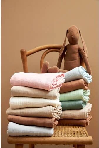 Meyco hydrofiele swaddle set van 2 Uni Grey Sand 120x120cm Hydrofiele luiers Groen - Foto 2