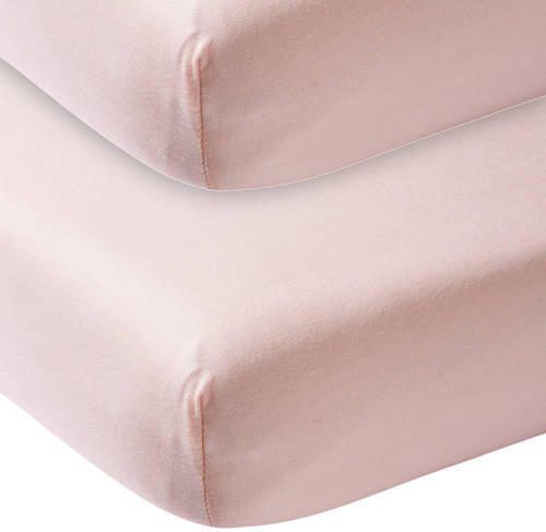 Meyco jersey hoeslaken ledikant 60x120 cm set van 2 Roze Effen - Foto 2