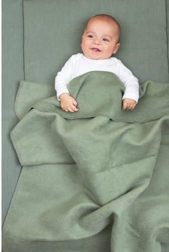 Meyco katoenen baby ledikantdeken uni 100x150 cm forest green Babydeken Groen - Foto 3