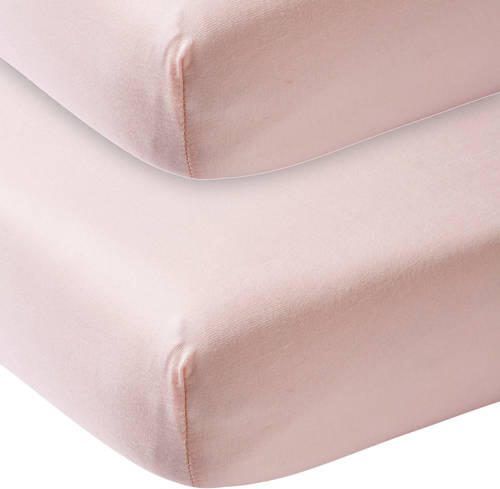Meyco katoenen hoeslaken wieg 40x80 90 cm (set van 2) Roze Effen - Foto 2