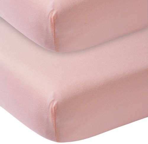Meyco katoenen hoeslaken wieg 40x80 90 cm (set van 2) Roze Effen - Foto 2