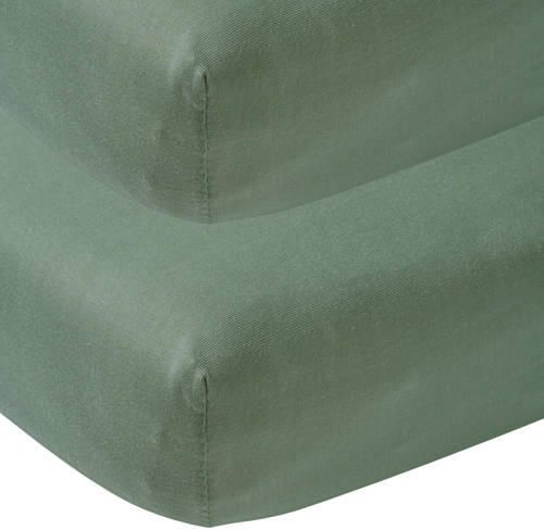 Meyco katoenen jersey baby hoeslaken wieg 40x80 90 cm set van 2 forest green Groen - Foto 2