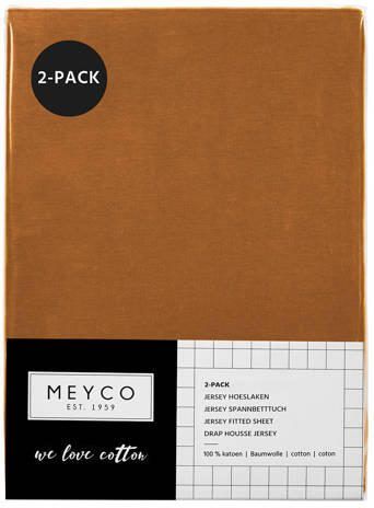 Meyco katoenen jersey hoeslaken wieg 40x80 90 cm (set van 2) camel Bruin - Foto 2